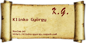 Klinko György névjegykártya